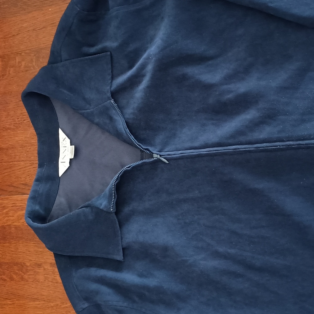 Casual Corner Woman Size 3XL Annex Faux Suede Blue Zip Up Jacket (a100)